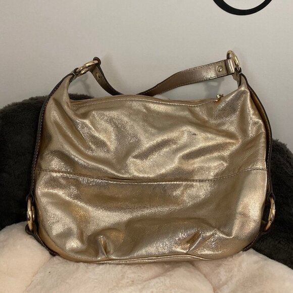 NWOT Gold Metallic Michael Kors Handbag (Large) - Picture 2 of 8